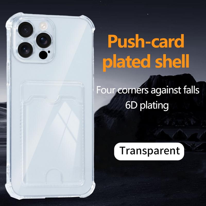 

Для iPhone 16 Pro Max 16E 15 Pro 14 13 12 11 чехол для телефона мягкий силиконовый противоударный слот для карт покрытие прозрачный бампер чехол iPhone 14