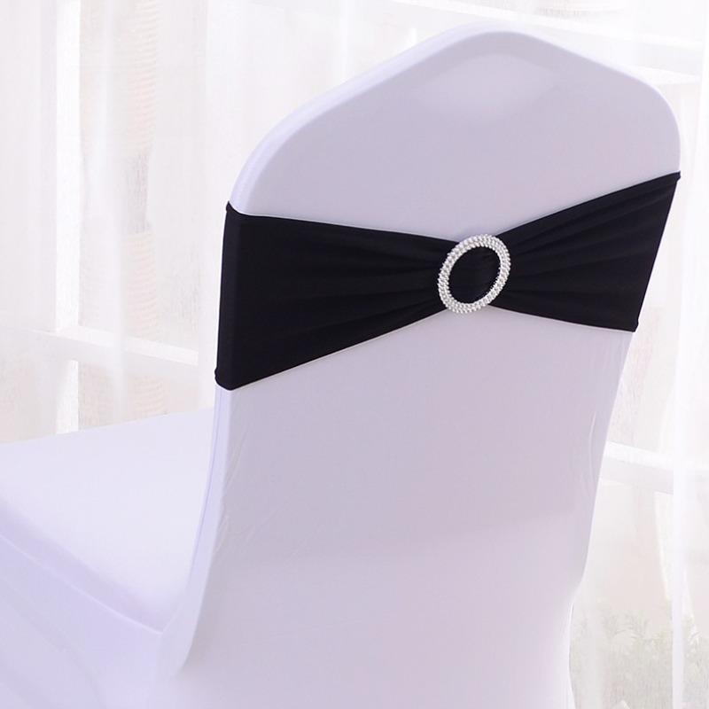 Wedding Decoration Birthday Party Chair Cover Elastic Hoop Bow Tie Elastic Fabric with Circular Buckle Suitable for All Banquet Chairs in The Hotel