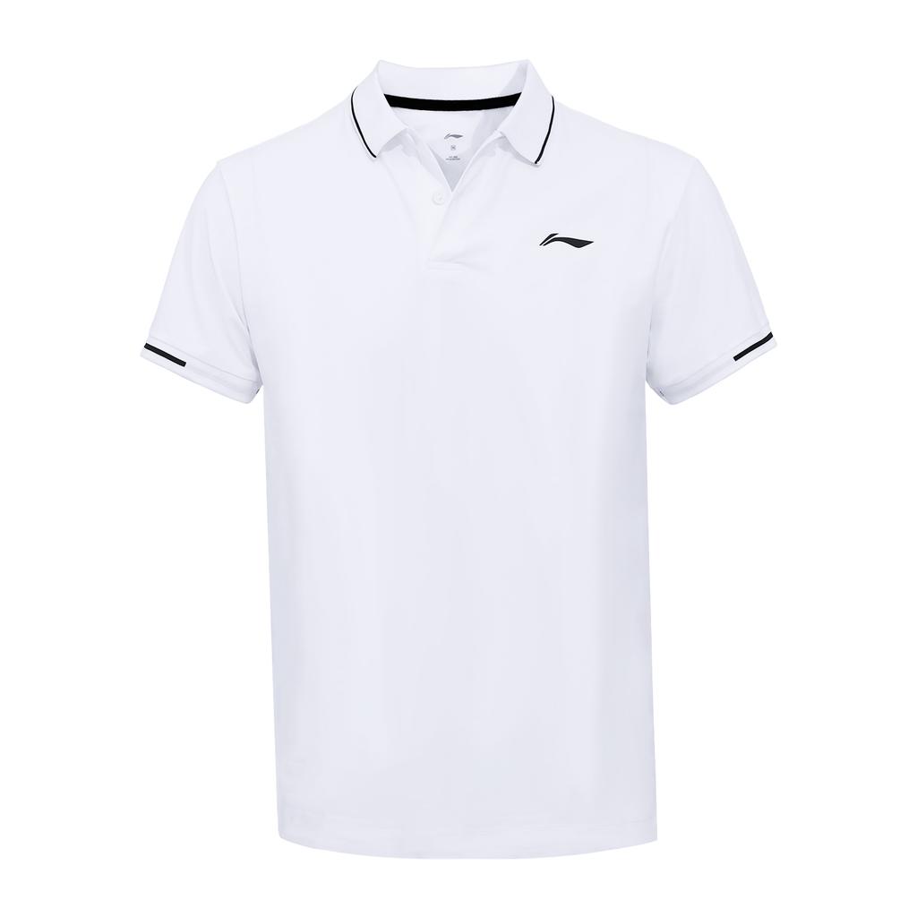 Li Ning Sports Lifestyle Series Solid Color Casual Breathable Straight Leg Sports Polo Shirt Men Tops White APLU771-2
