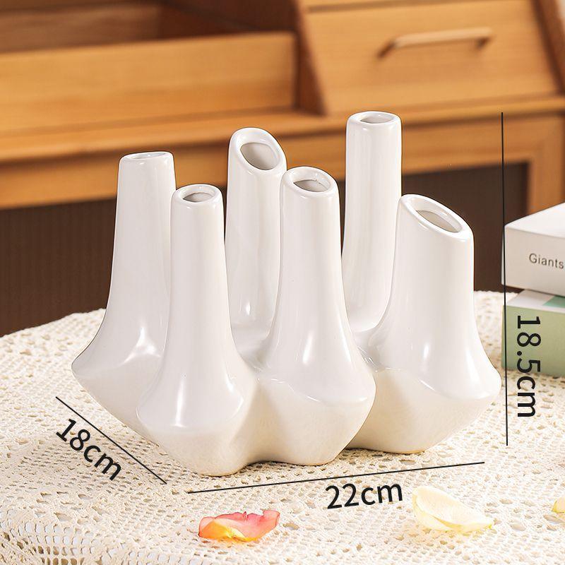 Modern Creative Handmade Ceramic Abstract Multi Mouth Vase Homestay Hotel Decoration Home Livingroom Entrance Furnishing Crafts