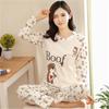 Herbst Dünnes 2-teiliges Pyjama-Set Damen Baumwolle Rundhals Mädchen Bären-Pyjama-Sets Teetassen-Katze Vollständige Nachtwäsche Oberteile Schlafanzug Mujer