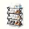 Retro Style 4-Tier Folding Shoe Rack, Space-Saving Storage Organizer for 12 Pairs, No Electricity Required, Foldable Boot Rack for Living Room
