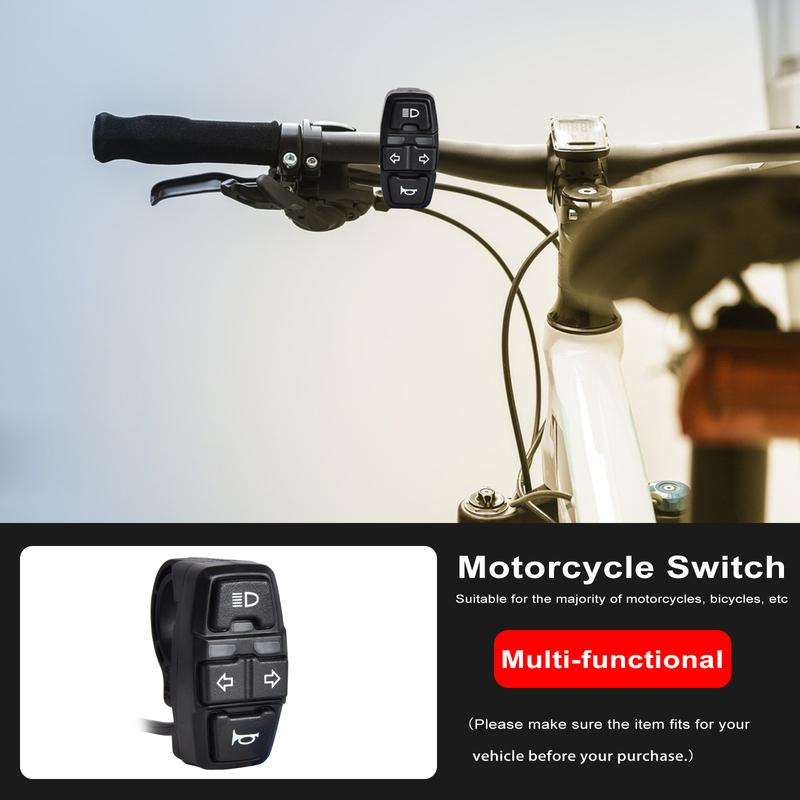 3 In 1 Electric Bike Scooter Switch Headlight Turn Signal Horn Switch 36V / 48V ON/OFF Control Switch Waterproof for E-Bike