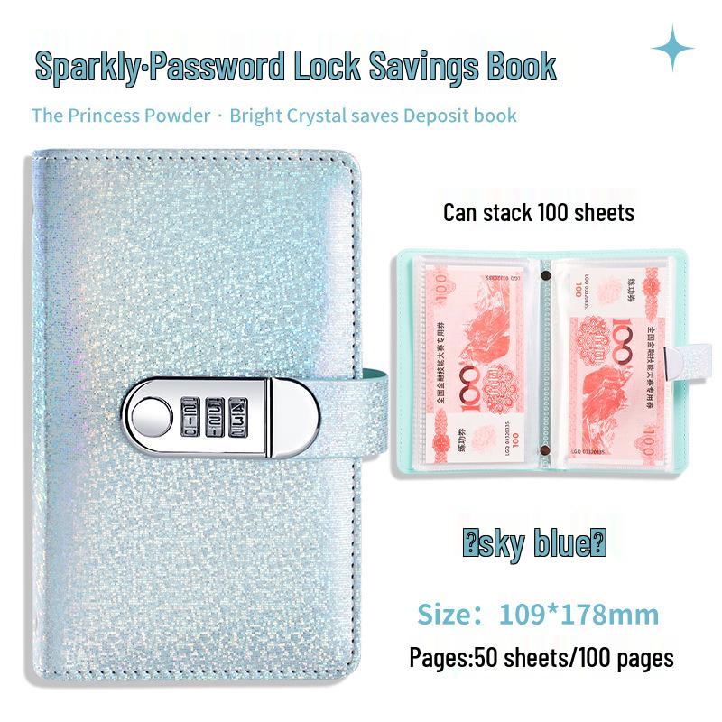 A6 Crystal Clear Savings Book with Password Money Clip, Large Capacity, 2026 New Model.