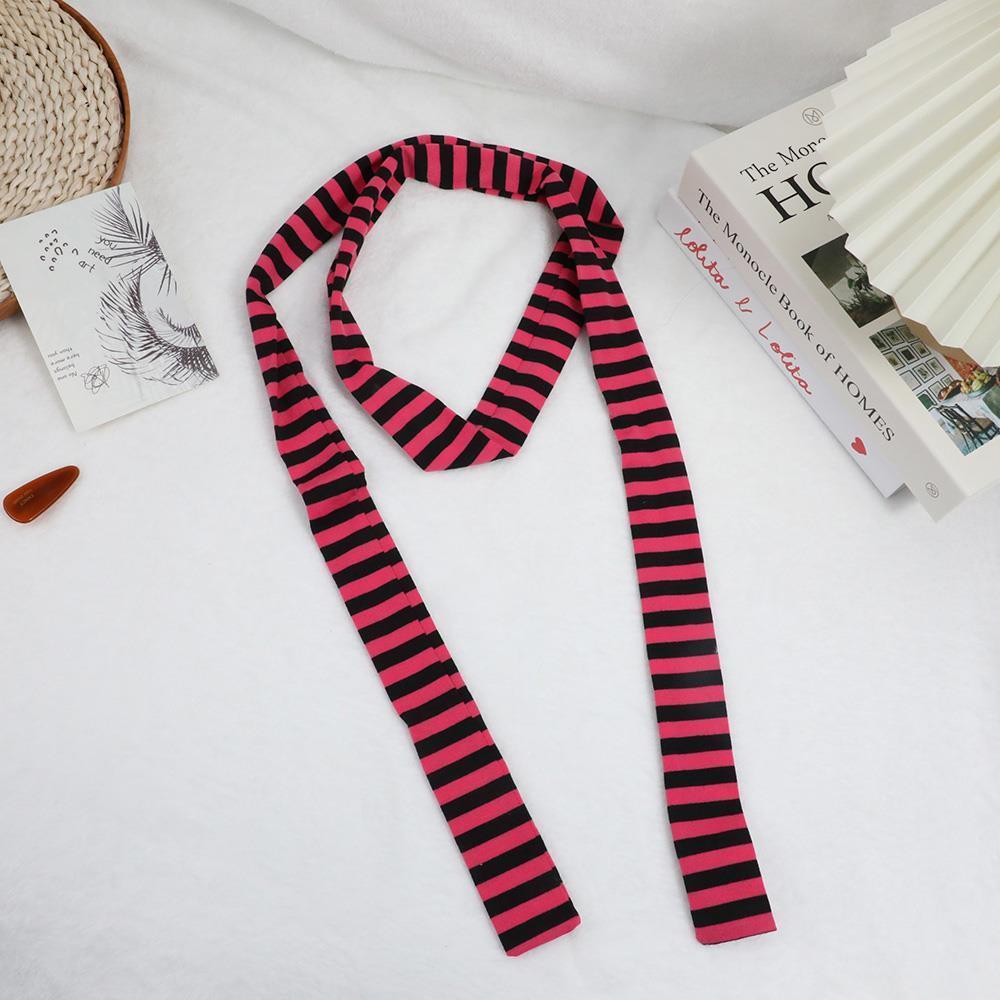 2024 Women Harajuku Cotton Scarves Y2k Black Grey Stripe Long Scarves 180cm Thin Long Decorative Neckerchief Fashion Streetwear