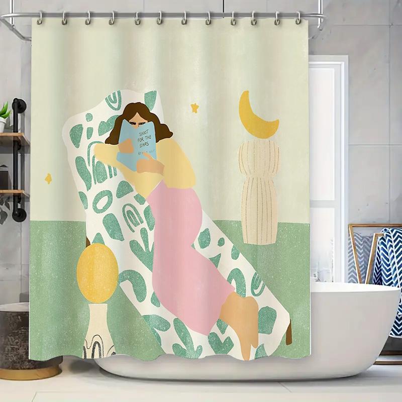 

Boho Shower Curtain Tropical Leaf Pattern Nature Bathroom Decor Modern Farmhouse Teal Blue Green Home Decor W60H190(CM)-1 Pcs
