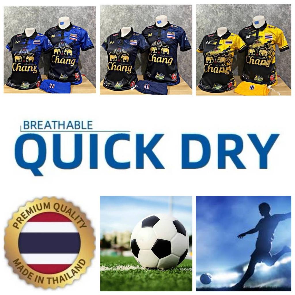 THAILAND National Football Soccer Vintage Polo Shirt Sport Training JERSEY CHEER Print Quick Dry Short Sleeve Uniform Elephant Logo Polyester Spandex