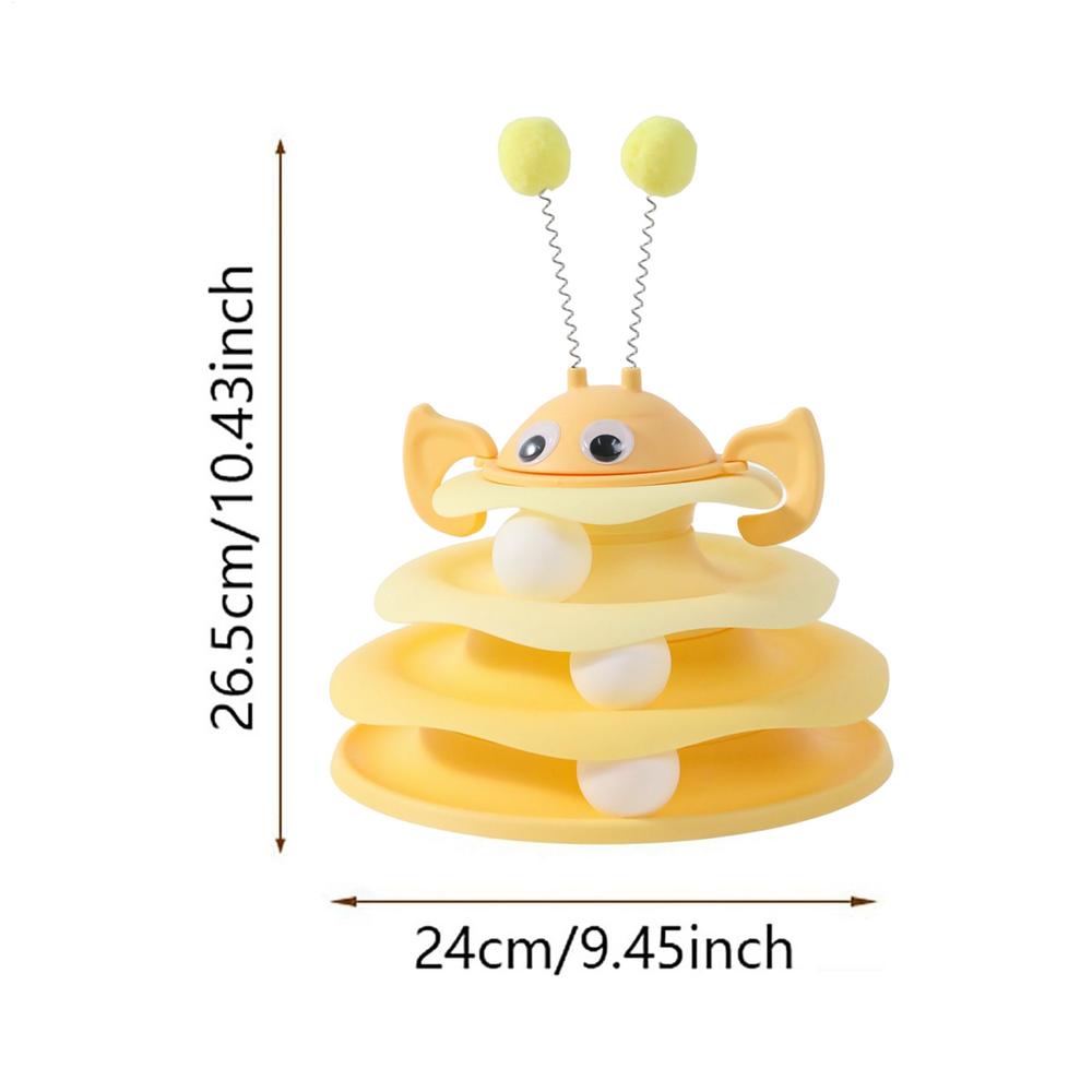 Katzen Interaktives Spielzeug 3-stöckiger Drehturm mit Bällen Selbstspiel Katzenspielzeug Indoor-Spiele zur Bereicherung und Stimulation von Kätzchen