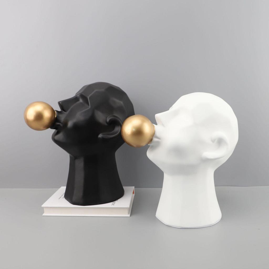 Minimalist Resin Bubble-Blowing Boy Figure for Home Décor