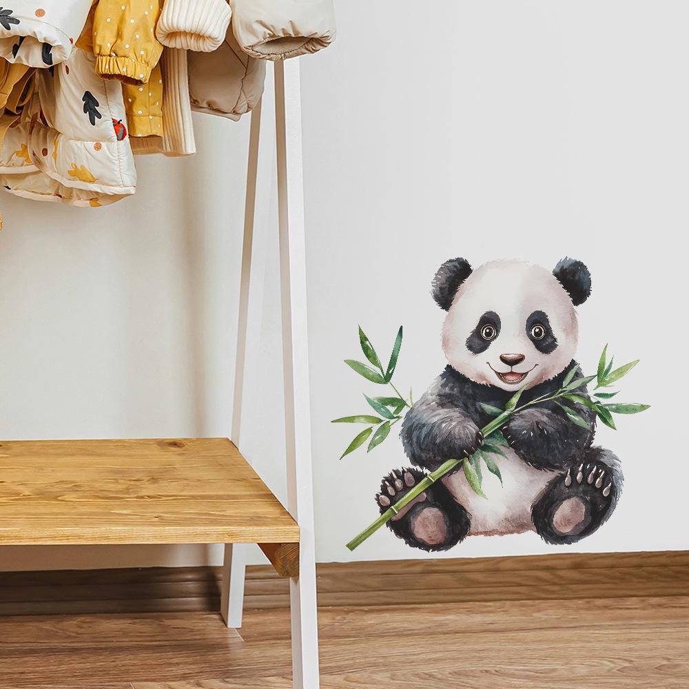 Painted Bamboo Panda Wall Stickers, Self-Adhesive Decor for Bedroom Living Room Entryway Dorm Room Decoration