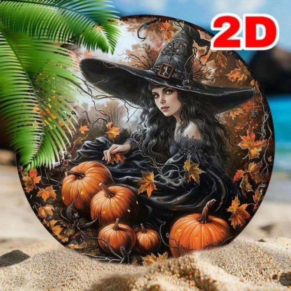 Aluminum Round Witch Sign 20x20cm Home Garden Wall Decor