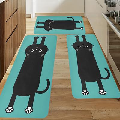 1 Stück Anti-Ermüdungs-Küchenteppiche, Lazy Waist Katzen-Druck, Wasserdicht, Rutschfest, Dick Gepolsterte Küchenmatte, Hochbelastbare Komfort-Stehmatte für die Küche