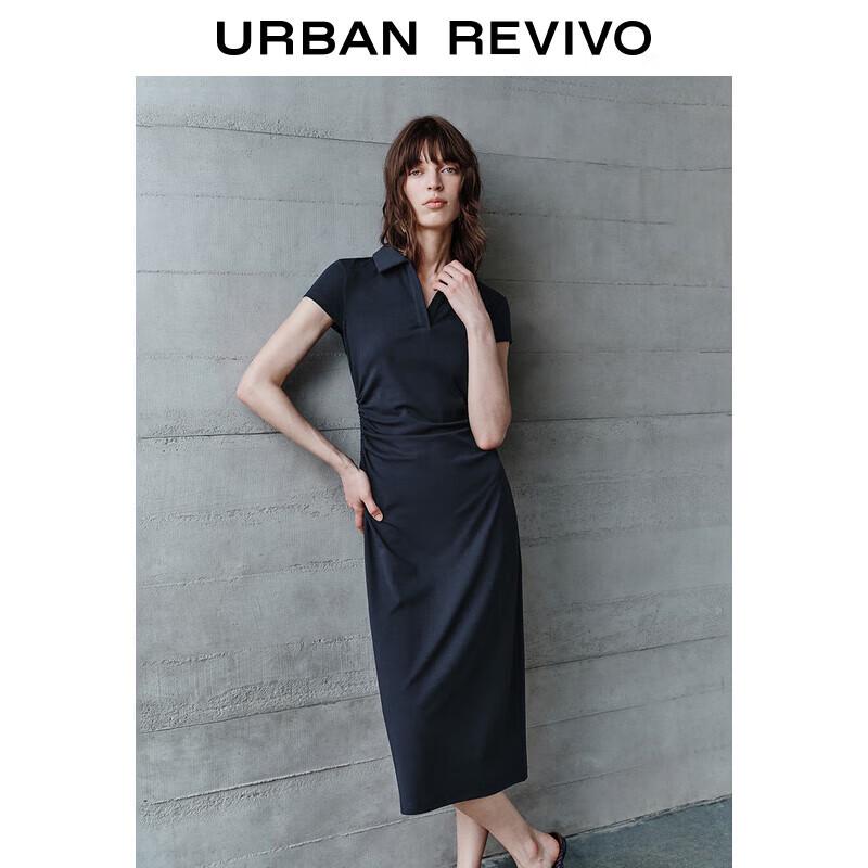 

UR 2025 Summer Pleated A-Line Short Sleeve Long Dress XS