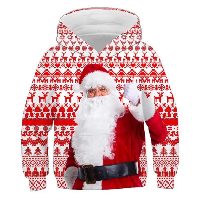 New Kid Hoodies Sweatshirt Boys Girls Christmas Printing Costume Children Clothing Family Party Santa Claus Kids Pullover Coats