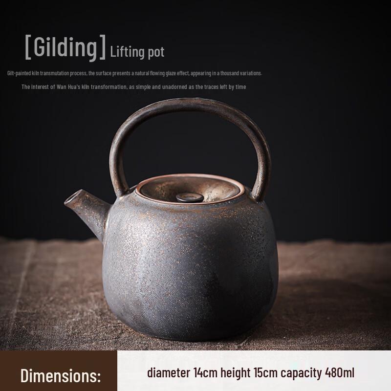 Gilded Overhead Handle Teapot Set