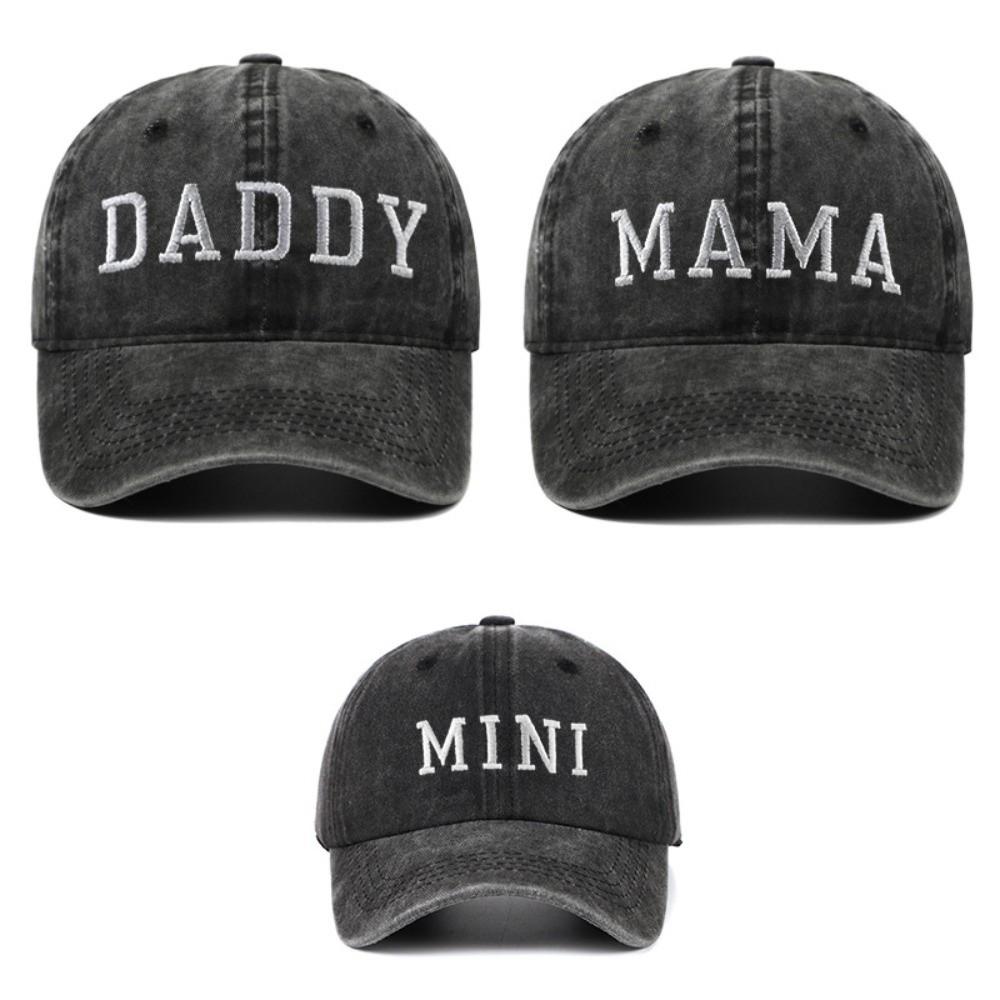Vintage Daddy Mama Mini Embroidery Caps Washed Cotton Family Matching Baseball Cap Gifts