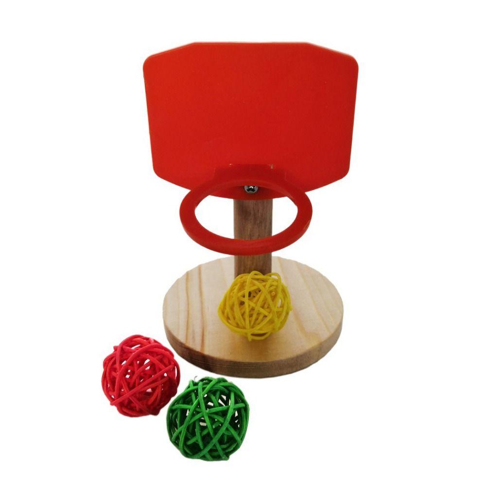 

Bite Resistant Bird Toy Basketball Toys with Chew Ball Mini Basketball Hoop Parrot Toys Self Happy красный