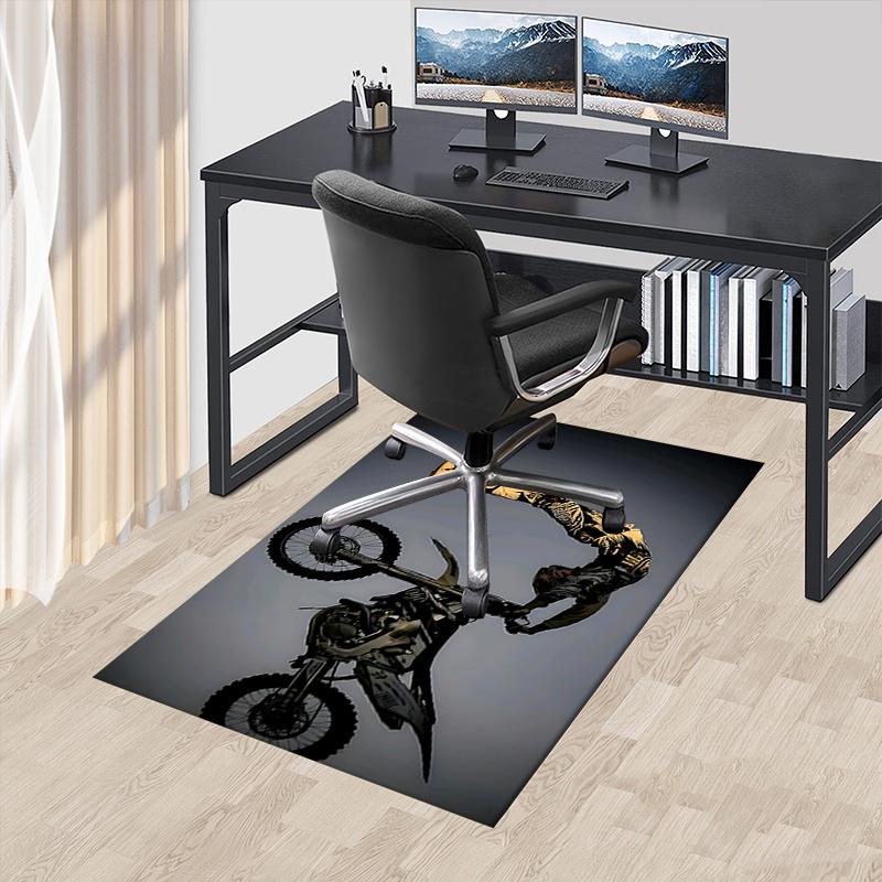 Motorcycle Theme Office Carpet Chair Mat Large Desk Protector for Home Decor, Sofa Rug, Office Flooring, Gift Idea for Any Room