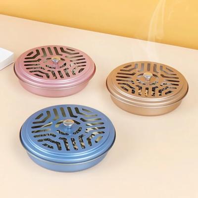 Edelstahl Mückenräucherbox mit Deckel Hohlraumdesign Mückenabwehrspulenhalter Innen Außen Feuerfest Mückenräucher Tablett