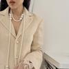 Französische Retro-Diamantkugel-Perlenkette Nischen-gestapelte Pulloverketten-Halskette Schmuck Damen