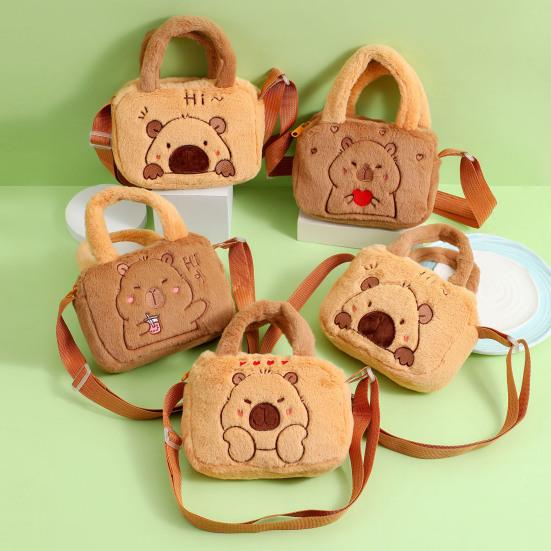Kids Crossbody Bag Cartoon Animal Pattern Zipper Closure Adjustable Soft Shoulder Strap Handbag Wear-resistant Girl Bag