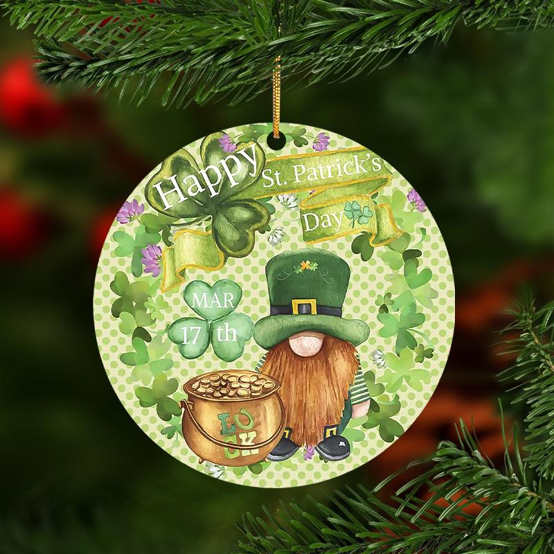 2D Flat St. Patrick'S Day Acrylic Decoration Sign, Dwarf Elf & Clover Design, suitable for wall decoration, porch, room, villa, accents Home, Hallway,