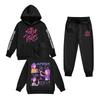 Kids' Long Sleeve Loose Pullover Letter Print Drawstring Hooded Sweatshirt Sweatpants Set