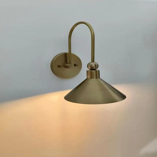 Modern Raw Brass Cone Wall Sconce – Handmade Minimalist Light Fixture