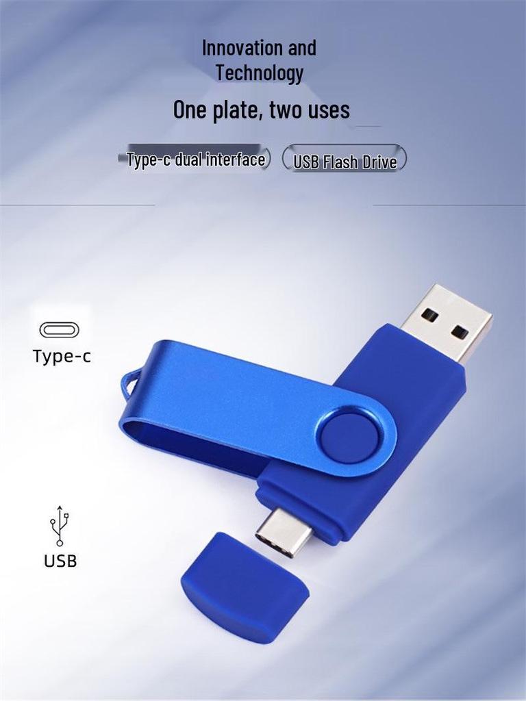 Rotating Dual-Use USB Flash Drive: Type-C 3.0, OTG, 64GB/32GB/16GB/8GB for Mobile & Computer