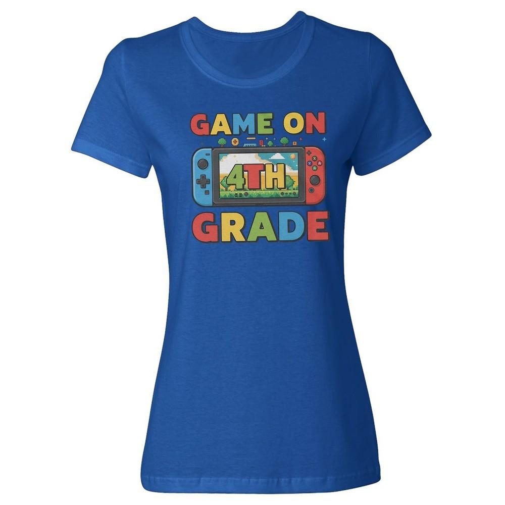 Game On 4th Grade Design - Fun Back to School Gamer Ladies Crewneck T-Shirt Unisex T-Shirt L
