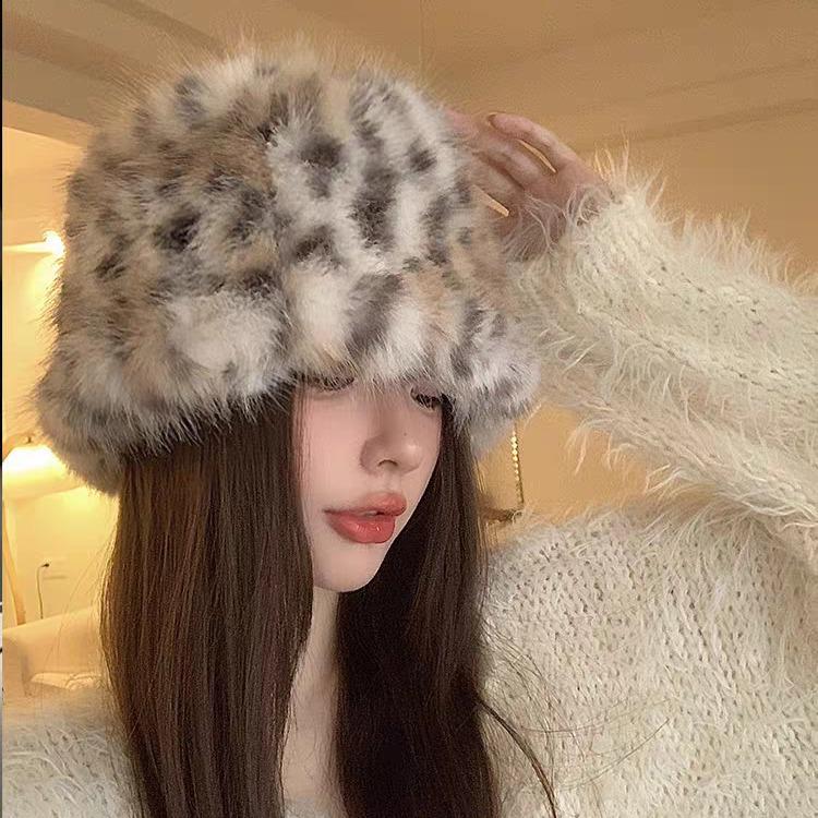 

Леопардовая искусственная норковая меховая панама женская осенне-зимняя теплая холодная шапка индивидуальная защита ушей рыболовная шапка шапка для бассейна