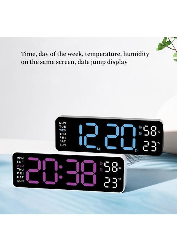 9 inch digital wall clock temperature humidity clock table clock electronic LED alarm clock Orange
