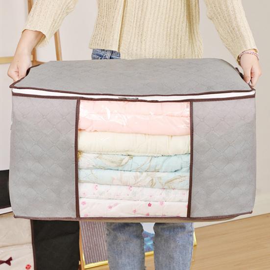 Clothes Storage Bin Foldable Storage Bag with Dual Zippers Closet Organizer with Handles for Clothing Blanket Comforters Bed Sheets Pillows