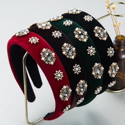 Damen Haarreif Barock Vintage Perle Wasserbit Flanell Dünner Schwamm Kopfschmuck