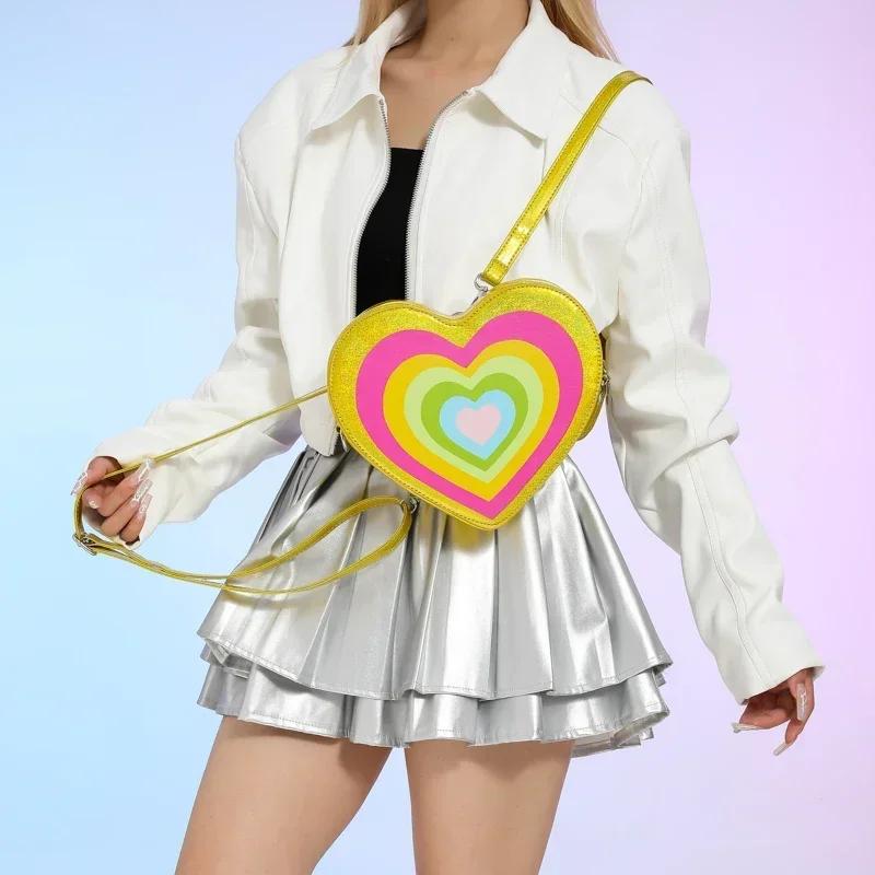 Sweet rainbow love women's bag new western style crossbody dual use shoulder bag