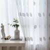 Nordic Style Leaf Embroidery Curtain Window Screen White Yarn Half Blackout Curtain Bedroom Curtain Balcony Yarn