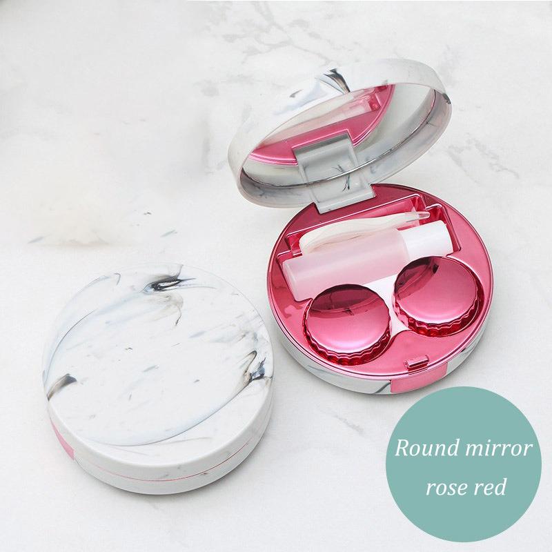 Marble Pattern Contact Lens Box Round High-end Color Contact Lens Care Water Box Color Contact Len Double Box Storage Mirror Box
