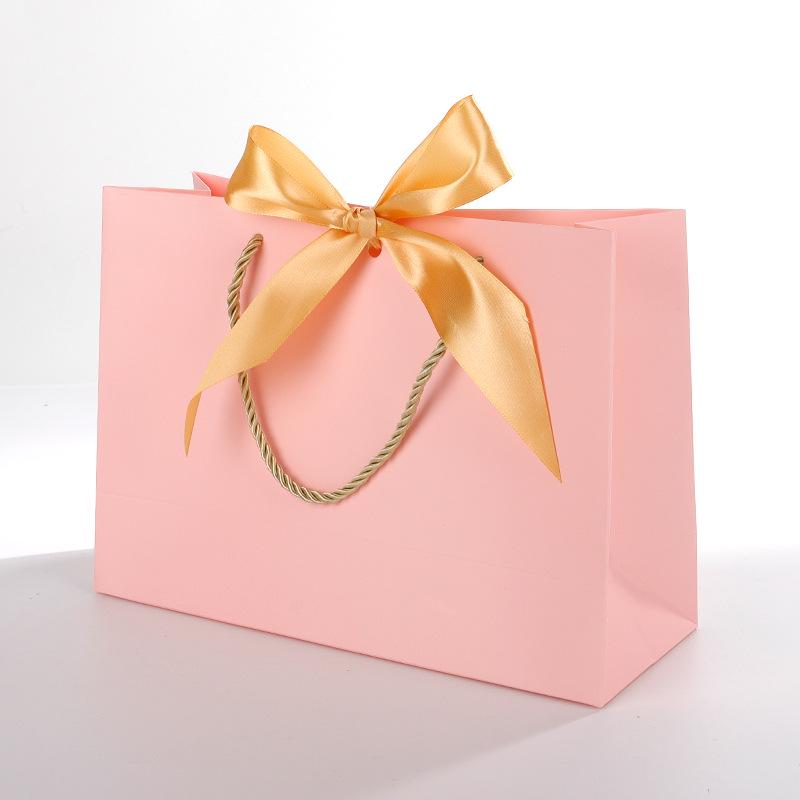 Handbag with Bow Ribbon - Gift, Shopping, and Makeup Paper Bag