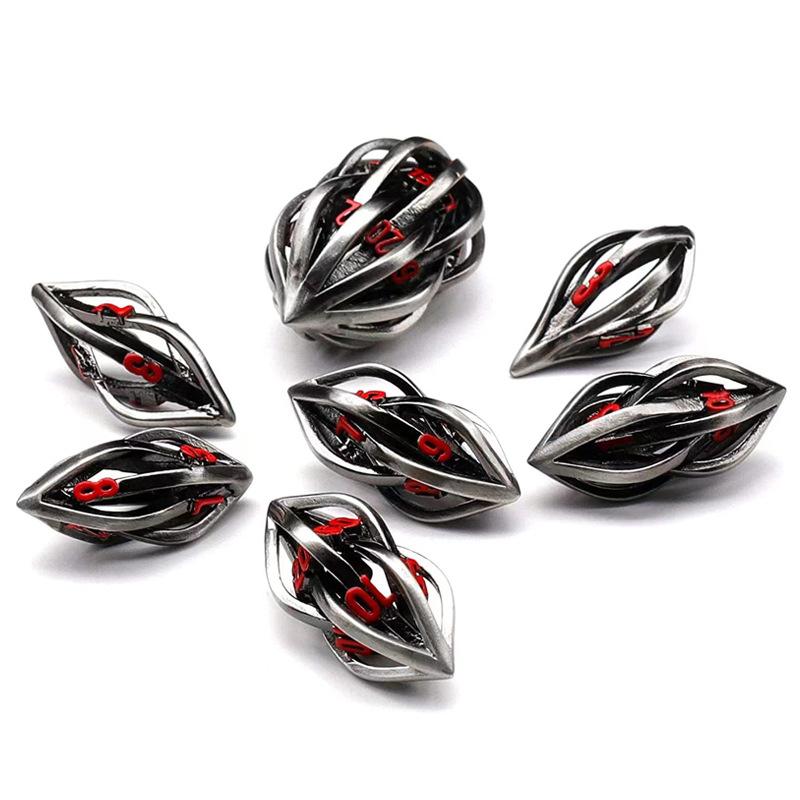 

Кубики Dungeons and Dragons Полые металлические кубики D&D Многогранные крутые кубики RPG для ролевых игр D&D Подарок D20 D12 D10 D8 D6 D4 красный/серый