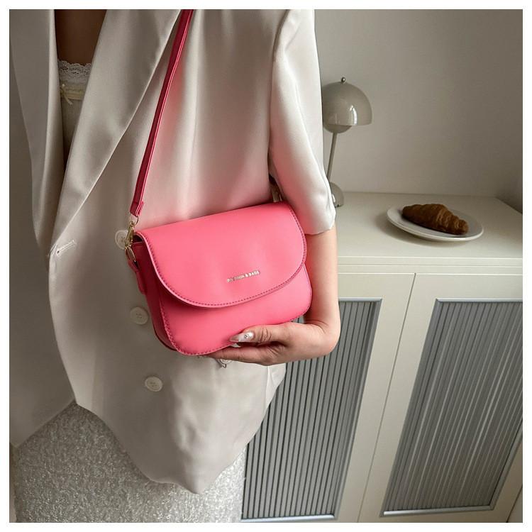 Trendy Candy-colored Saddle Bag In White Khaki Pink Green Brown Black