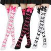 Womens Bow + Cross Bone Pattern Thigh High Stockings Ladies Halloween Girls Over The Knee Socks