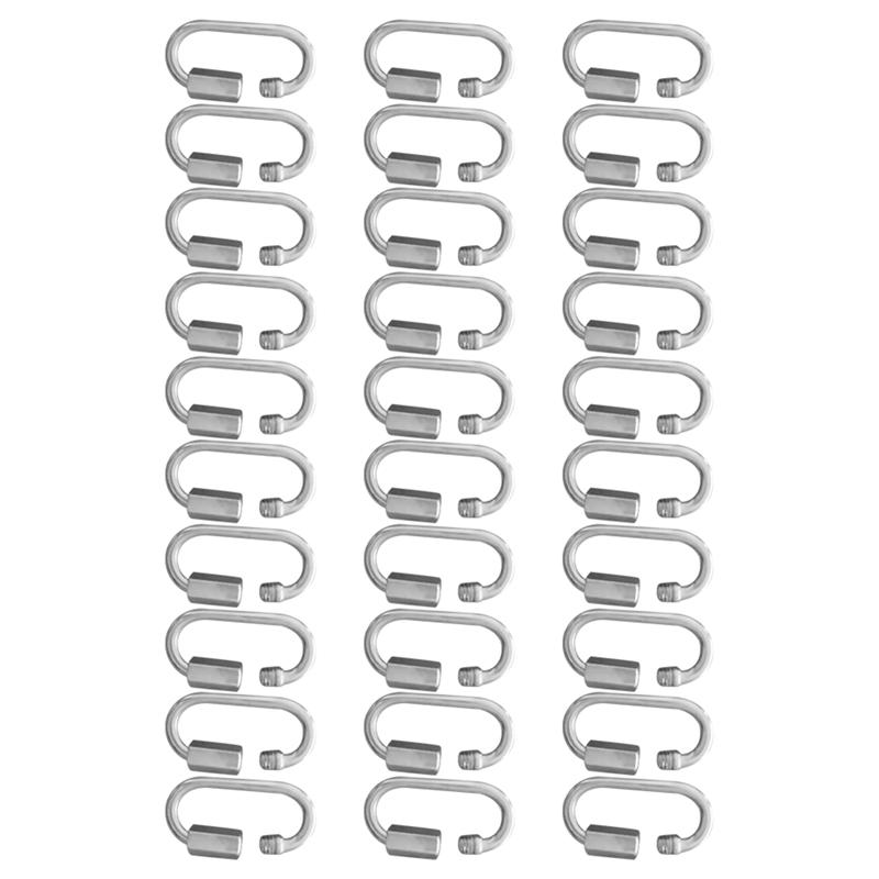 

Good-4MM Quick Connect, D-Link,Heavy Duty Stainless Steel Quick Connect For Hammocks, Camping And Outdoor Equipment (30Pcs) срібний
