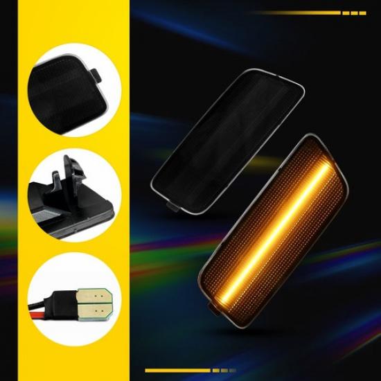For 2010-2014 VW MK6 Golf GTI Front Amber LED Side Marker Light Lamp Smoked Pair
