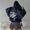 Damen Kapuzenjacke mit Rückendruck, Europäischer & Amerikanischer Stil, Grenzüberschreitend: Herbstmode, Lockere Passform, Süß & Würzig