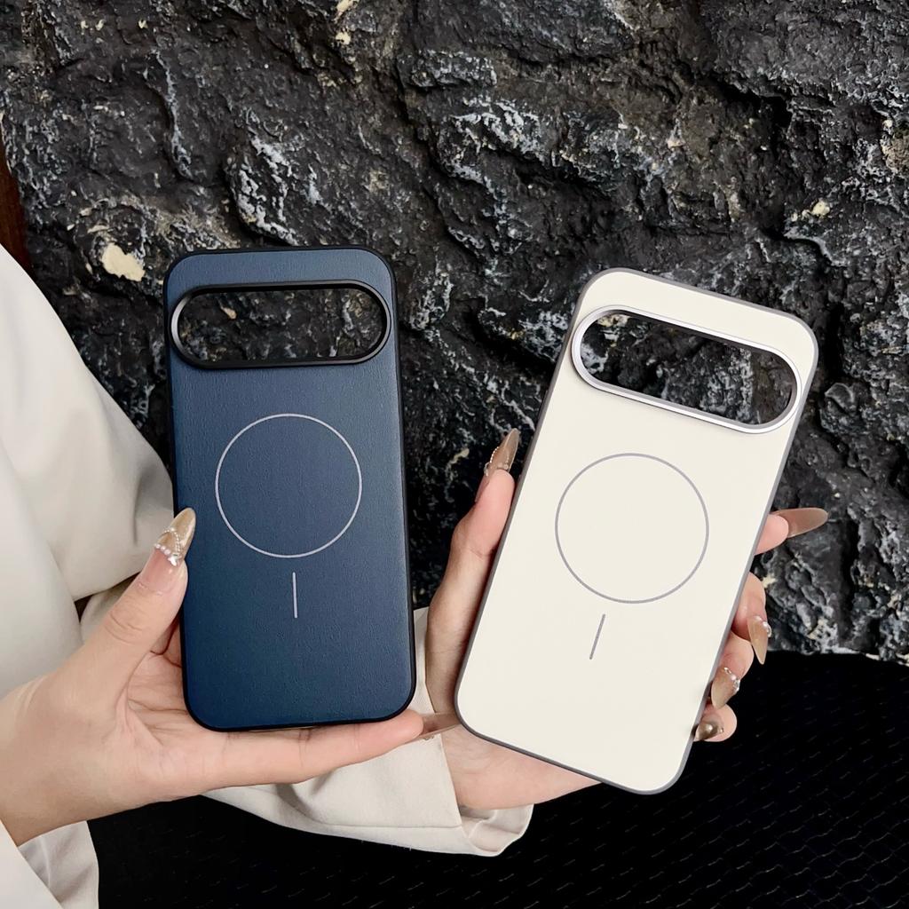Luxury Matte Leather Texture For Magsafe Magnetic Charge Case For Google Pixel 10 Pro XL Shockproof Metal Lens Ring Phone Cover