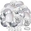 50pcs green silver white latex balloon set, suitable for birthday, graduation ceremony, wedding, party decoration