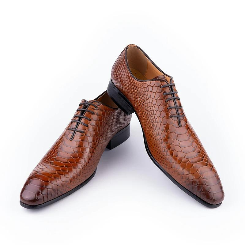 Fashion Luxury Shoes Genuine Leather Men Shoe For Office Dress Suits Oxford Metal Buckle Business Work Black Coffee Lace-up Handmade Man