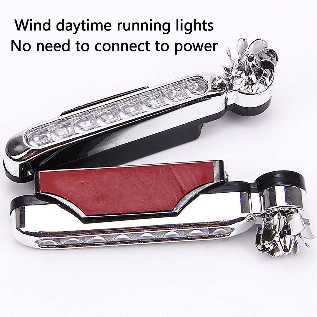 Wind Power Front Light, 1 Pair LED Car Daytime Running Light with 8