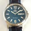 Used B094 [Almost unused/Big Face] ORIENT Blue Dial See-through Back Automatic Mechanical Men's Watch