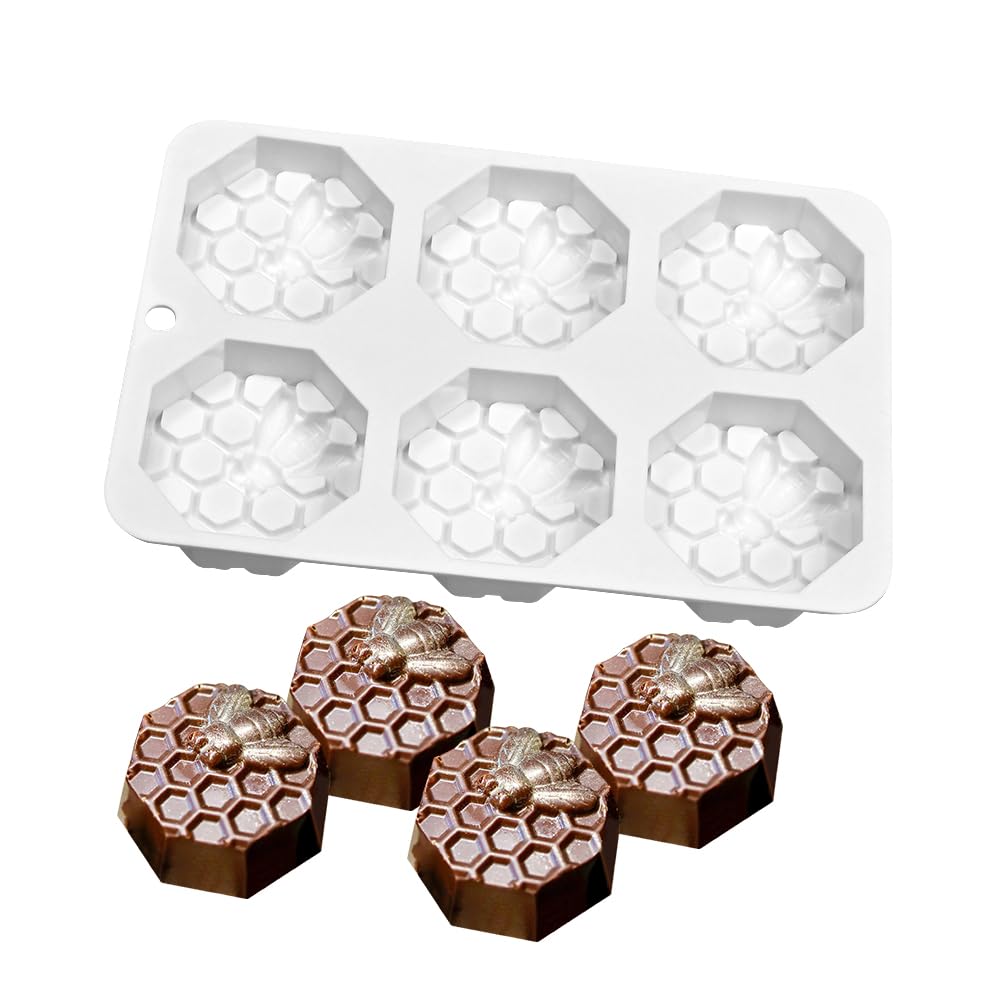 Silicone French Mousse Cake Mold, 3D Baking Dish, DIY Chocolate Soap Candle Mold, 6-Cavity Honeycomb